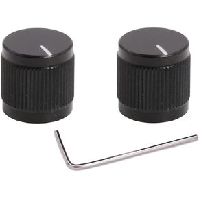 ROZILO 2Pcs Stripe Design Aluminum Potentiometer Control Knob 15 x 15mm Volume Audio Knob for 6 mm Diameter Shaft Black with Indicator