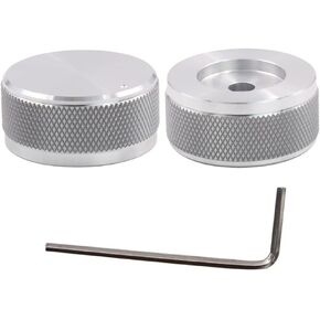 ROZILO 2Pcs Aluminum Potentiometer Control Knob Volume Audio for 6mm Diameter Shaft 35mm Dia. x 16mm Height Chrome