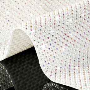 Bling Pearl Crystal Rhinestones Sticker Self-Adhesive Glitter Rhinestones Crystal Gem Stickers DIY Car Decoration Sticker Sheet for Car Cellphone Crafts Decoration, 9.4 x 8 Inch (AB Color)