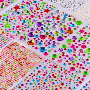 Gem Stickers, 3005 Pcs Rhinestone Stickers, Jewel Stickers Self Adhesive, Bling Acrylic Gems for Crafts, Stick on Gems & Pearls for Makeup, DIY, Eye, Nail, Muti Colors, Shapes, Sizes