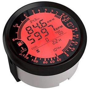 ELING 6 in 1 Multi-Functional Gauge Meter GPS Speedometer Tachometer Hour Water Temp Fuel Level Oil Pressure Voltmeter 12V 85mm with Backlight