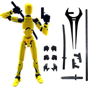 (Assembly Completed) 3D Printed 5.54-inch Movable Robot T13 Action Figure Dummy13, Full Body Mechanical Doll, Hand Painted Figures, Desk Decoration, Creative Gifts (Transparent)