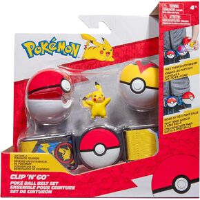 مجموعة أحزمة Pokémon Pikachu Clip 'N' Go - شخصية معركة بيكاتشو مقاس 2 بوصة مع حزام Clip 'N' Go بالإضافة إلى ملحقات Poké وLevel Ball in Kuwait