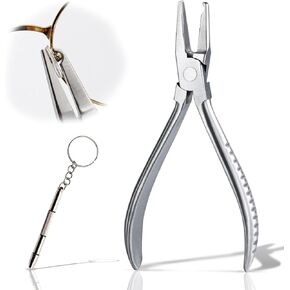 Flat Nose Nylon Jaw Eyeglasses Frame Plier, Adjusting Eyeglass Arms Frame Plier Multi-purpose Optical Optician Tool Eyeglass Repair Kit With 3 In 1 Screwdriver (Nylon Jaw Plier)
