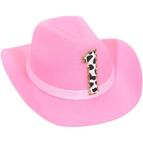 Girls Cowgirl Mini Hat - First Rodeo Birthday Party Crown, Western Farm Photo Prop (Pink)