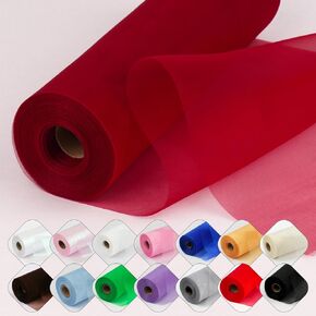 Crystal Organza Fabric Tulle 11 Inch by 50 Yards Sheer Tulle Rolls for DIY Craft Wedding Party Baby Shower Decor Gift Wrapping Party Supplies (Black)