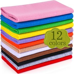 12 Rolls 8"x35"(20.5x90cm) 1.4mm Thick Soft Felt Fabric Sheet 12 Assorted Colors Felt Pack for DIY Craft Sewing Squares Nonwoven Patchwork