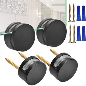 Upgraded 3-5mm Frameless Mirror Mounting Hardware 4 Pack Dual-Screw Fixing Mirror Mounting Kit with Heavy Duty Long Screws & Anchors