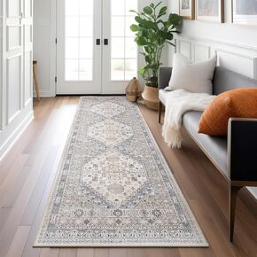 Runner Rug 2x8，Ultra-Thin Kitchen Rugs Non Slip Washable Rugs for Entryway Rug, Runners for Hallways Runner Low Pile Vintage Soft Rugs for Entryway Kitchen Bathroom Bedroom (Orange,2'x8')