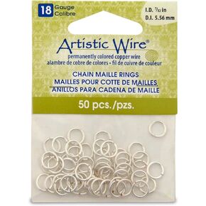 Artistic Wire 18 Gauge, Chain Maille Rings, Round, Black, 15/64 in / 5.95 mm, 100 pc