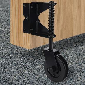 Gate Wheel Spring-Loaded Gate Caster Kit for Wooden PVC Fences, Heavy Duty Gate Helper Wheel, Outdoor Rolling Fence Gate Support Wheel Rollers Kit, 4.3-Inch, Black (Left)