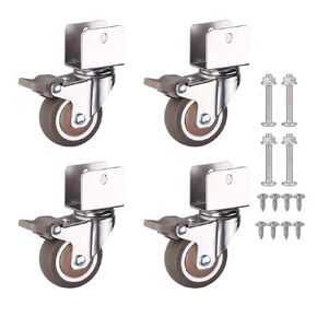 2 inch Swivel Caster Wheels with U-Bracket,Moving Swivel Wheel, with Brake Rubber Caster,for Loading Capacity 200 Lbs,Set of 4 (0.6"/16mm)