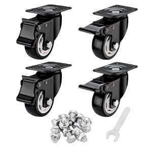 Caster Wheels, Casters Set of 4 Heavy Duty,No Noise Locking Casters with Polyurethane (PU) Wheels,Swivel Plate Casters for Furniture and Workbench Locking Casters. (4, 2 inches)