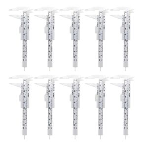 10pcs Plastic Vernier Caliper Mini Plastic Caliper Double Scale Measuring Tool for Student Jewelry Eyebrow Stencil 0-80mm/0-3.15 Inch White