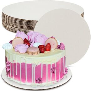 MT Products Corrugated White Cardboard Cake Board or Pizza Circle 14 inch - Sturdy Cake Base for Displaying Cakes, Bread and Desserts (15 Pieces) - Made in The USA