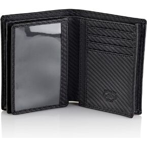 Stealth Mode Large Mens Bifold Wallet with ID Window and RFID Blocking (Carbon Fiber)