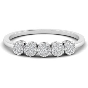 Mothers Day Gifts for Mom 1/5 Carat Lab Grown Round Cut Diamond 5 Flower Cluster Wedding Band 10K White Gold For Women Premium Collection (F-H, SI1-SI2, 0.18 c.t.w)