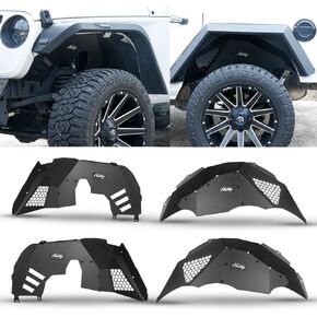 I1MOTOR Inner Fender Liners for 2018 2019 2020 2021 2022 2023 Jeep Wrangler JL JLU Unlimited 2WD & 4WD, 4PCS Front Rear Offroad Alloy Steel Fender Flares Splash Mud Guards Wheel Well Cover Liners