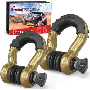 Nilight 2 Pack 3/4" D-Ring Shackle with 7/8" Screw Pin 41,887lbs Break Strength, Heavy Duty Off Road Recovery Shackle with Isolators Washers for Use with Tow Strap, Winch, Off-Road Truck Vehicle