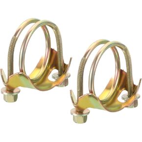 uxcell 2Pcs Hose Clamps Double Steel Wire Water Pipe Clamp Adjustable Range 50-60mm Zinc Plated Clamp for Wire Hose Clamp