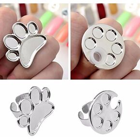 AKOAK 2 Pcs/Lot Mini Manicure Palette Wearable Metal Nail Art Polish Holder Paint Palette Finger Rings Nail Art Tools