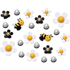 MOROTOLE 22PC/24PC/27PC Flower Shoes Charms for Teen Girls Cute Shoes Charms for Women Summer Bling Pearl Daisy Bee Bear Shoe Accessories for Girls, Kids, Teens, Adults