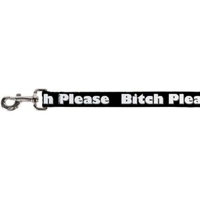 Dog Leash - 6-FEET - BITCH PLEASE Black/White