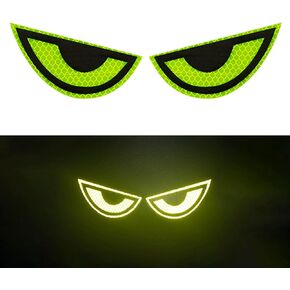1 Pack Car Stickers Eye Yellow Night Safety Driving Reflective Cute Caution Decal, Motorcycle Helmet Stickers Decals, for Bumpers, Window, Laptop, Wall (Yellow) Reflective 4" by 2"