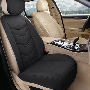 Front Car Seat Covers with Split Design，1PCs Luxury Faux Leather Waterproof Cushion，Anti-Slip and Wrap Around The Bottom，Auto Interior Protector Universal Fit for Most Auto SUVs Trucks Sedans