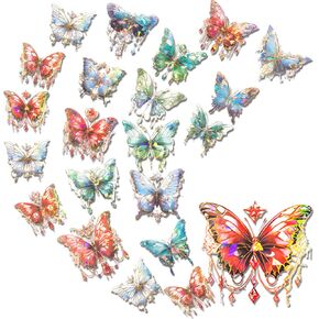 Kaluofan Butterfly Stickers, 80PCS Holographic Stickers Scrapbook Stickers, Waterproof Butterfly Glitter Stickers for Scrapbooking Supplies Journals Phone Cases Water Bottle Laptop Decals Decorations