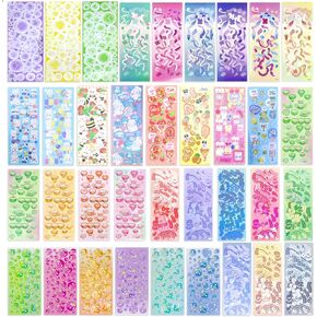 RYKOMO 36 Sheets Kpop Photocard Korean Stickers, Colorful Random Pattern Kpop Stickers Ribbon Sweetheart Butterfly Bubbles Kpop Deco Stickers for Photocards Binder Album Craft Cards Scrapbook
