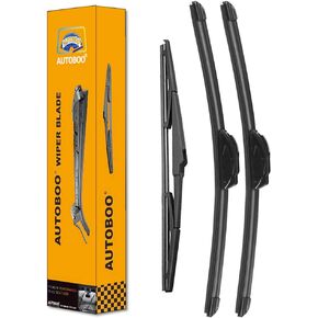 مساحات الزجاج الأمامي AUTOBOO 26 بوصة + 19 بوصة مع مجموعات شفرات ممسحة خلفية 14 بوصة بديلة لكرايسلر باسيفيكا 2021 2020 2019 2018 2017، تويوتا سيينا 2004 - جودة المصنع الأصلية (عبوة من 3) in Kuwait
