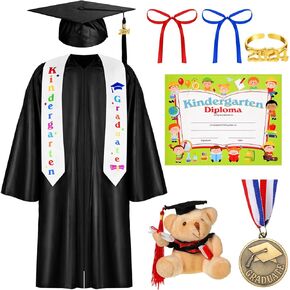 Capoda 9 Pcs Kids Kindergarten Graduation Cap Gown with Tassel 2024 Pre K Grad Dress Costume for Preschool Child Gifts