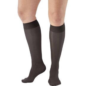 Ames Walker AW Style 76 Soft Sheer 8-15 mmHg Knee Highs Black XX-Large
