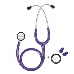 Pediatric Stethoscope - Ultra Sensitive Dual-Head Chest Piece For Monitoring Amplified Heart, Lung Sounds - Flexible Stethoscope Tubing - Extra Ear Tips & Non-Chill Ring - 32" Long, Purple