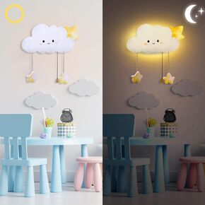 Kids Wall Lamp Sleeping Nursery Lighting Floating Battery Operated Hanging Lamp for Baby Boys Girls Bedroom Room Nursery Wall Decorations(Elephant)
