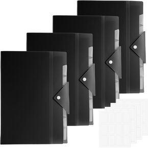 Antner 4 Pack Expanding File Organizer with 8 Pockets, Accordion File Folders with Labels, Portable Document Paper Bill Receipt Organizer for Home College School Office Supplies, Letter Size, Black