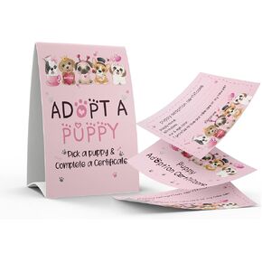 1 Adopt a Puppy Sign & 10 Puppy Adoption Certificate Set, Adopt An Party, Children Birthday Party, Classroom Parties/035B
