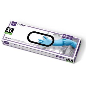 Medline CS Pro 16" Cuff Nitrile Exam Gloves, 50 Count, Medium, Powder Free, Disposable, Not Made with Natural Rubber Latex, Longer Cuff, Thicker Glove for Extra Protection