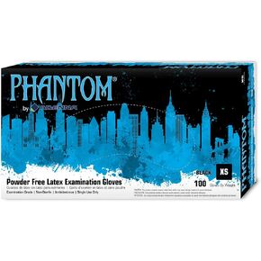 Adenna PHM910 Phantom 6 mil Powder-Free Latex Gloves, Medical Grade, Black, X-Small, Box of 100