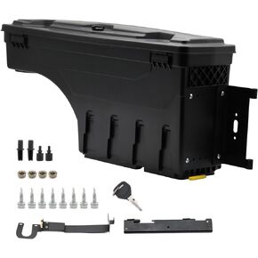 Sunhua Right Passenger Side Truck Bed Storage Box Fit for 2019 2020 Ford Ranger, Key Lockable Lid Waterproof Truck Bed Toolboxes Black