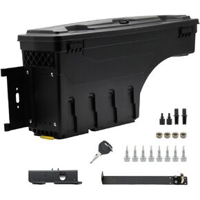 Sunhua Right Passenger Side Truck Bed Storage Box Fit for 1997-2014 Ford F-150, Key Lockable Lid Waterproof Truck Bed Toolboxes Black
