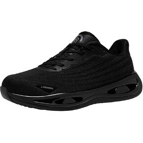 أحذية LARNMERN ذات المقدمة الفولاذية للنساء أحذية عمل مضادة للانزلاق أحذية رياضية آمنة خفيفة الوزن ومريحة حذاء تنس يدعم قوس القدم (8 نساء، أسود) in Kuwait