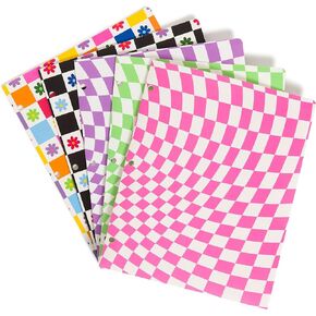U Brands 70s Floral Check 2-Pocket Folder Set, Poly, Assorted Colors and Patterns, 3-Hole Punched, 10 Pieces
