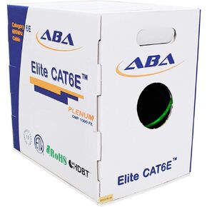 Infinity Cable Cat6e Plenum 600MHz CMP 23AWG UTP Solid 100% Pure Copper, 1000 Feet, Easy to Pull (Reelex II) Box, Green