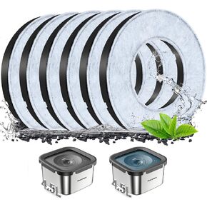 6 Packs Replacement Filters for Pawtners 4.5L No-spill Dog Water Bowls, Activated Carbon Material, Replacement Filter for Pet Dogs Slow Water Bowl