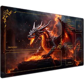 DEGDFSGR for MTG Playmat with Zones 24 x 14 inches for TCG Playmats Non-Slip Rubber Base Commander Play Mat for Magic The Gathering Playmat Iorcana Trading Card Game, Pirate Skull Crossbones