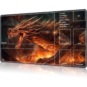 for MTG Card Playmat with Magic Zone,Game Play Mat for MTG TCG 24 x 14 inches,Non-Slip Play Mat for Commander Board RPG CCG Game TCG Other Card Games/Mouse Pad-Angry Firedragon