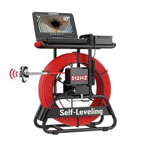 Sewer Camera with 512Hz Sonde Transmitter 7MM Thick Cable 165FT/50M Self-Leveling Pipe Inspection Camera with 10" IPS DVR Screen IP68 Waterproof Drain Plumbing Camera with Distance Counter