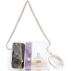 Clear Purse for Women Stadium Approved, Clear Crossbody Bag with Chain Strap Bag for Sports Event Concert